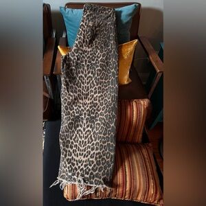 Leopard Print Fringe Hem Skirt - Brown & Black